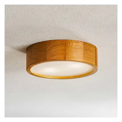 TEMAR LIGHTING Stropní svítidlo Cleo DR275, IP20, senzor, Ø 28 cm, dubové dřevo