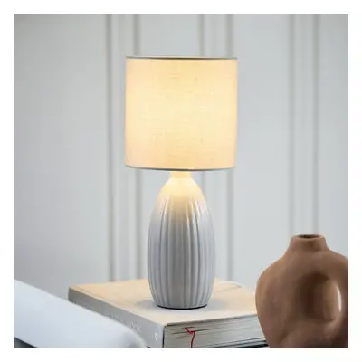 PR Home PR Home Stolní lampa Uno, světle šedá, výška 47 cm, textil/keramika