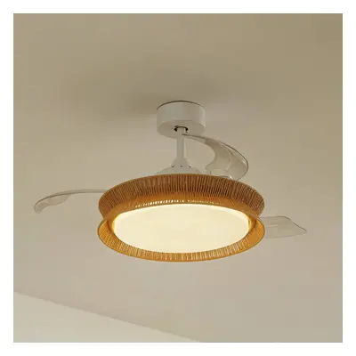 Lucande Stropní ventilátor Lucande LED Lineta, bílý, lano, Ø103cm, CCT