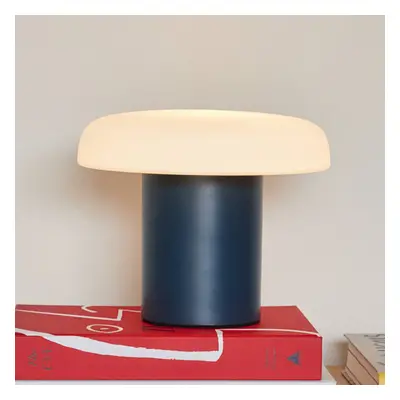 Hübsch Stolní lampa HÜBSCH Ateliers, tmavě modrá, bílá, sklo, železo