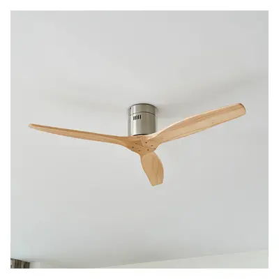 Lucande Stropní ventilátor Lucande Vindur, nikl, dřevo, DC, tichý