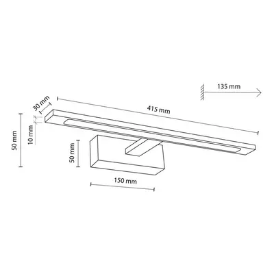 TK Lighting LED nástěnné svítidlo Galerie chromovaný kov šířka 41,5 cm IP44