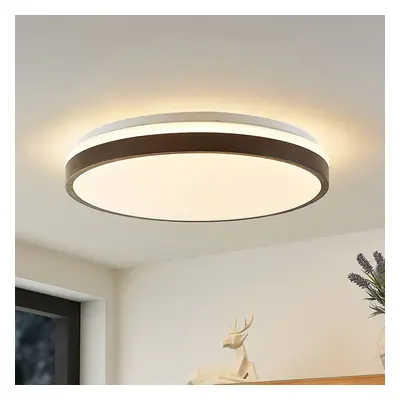 Lindby Lindby LED stropní svítidlo Hudsona, Ø 49 cm, dřevo, hnědá barva