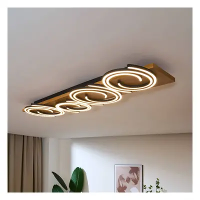 Eco-Light Stropní svítidlo LED Rifia, hnědé, délka 115 cm, 4 světla, dřevo