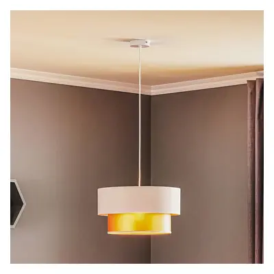 Maco Design Závěsná lampa Dorina, krémová/zlatá Ø 40 cm