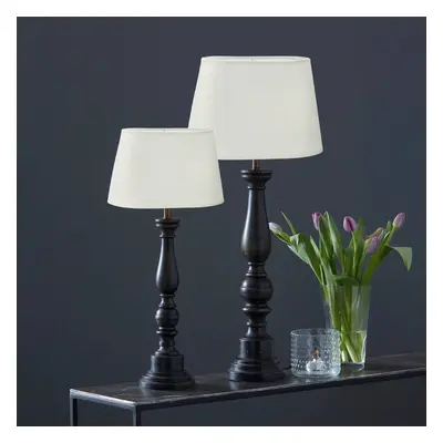 PR Home PR Home Stolní lampa Doris Omera bílá/černá 64 cm látka/dřevo