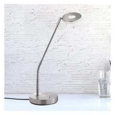 FISCHER & HONSEL Stolní lampa LED Dent, nikl/chrom, 60 cm, kov, CCT 1 světlo.