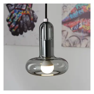 Eco-Light Závěsné svítidlo Perseus, kouřově šedá, Ø 15 cm, sklo, stmívatelné