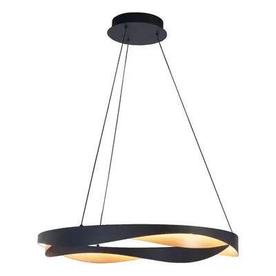 HighLight Závěsná LED lampa Ascoli, Ø 64 cm, černá/zlatá, kov, tlumená