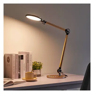 Lindby Stolní LED lampa Lindby Nyxaris, zlatá, kov, CCT, 50 cm