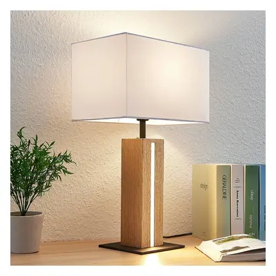 Lindby Stolní lampa Lindby Garry, 2 světla, bílá, dřevo, 53 cm, E27