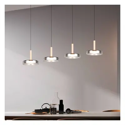 Trio Lighting Závěsné svítidlo LED Celeste chrom/dřevo 115 cm 4 světla stmívatelné sklo