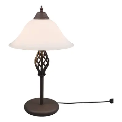 Trio Lighting Stolní lampa Rustica s lankovým vypínačem, rezavá