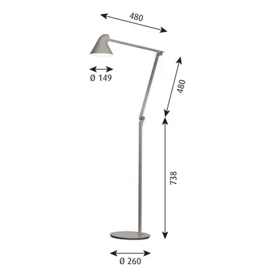 Louis Poulsen Louis Poulsen NJP LED stojací lampa 2 700 K šedá