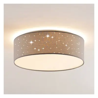 Lindby Lindby LED stropní svítidlo Ellamina, Ø 40 cm, světle šedá, textilní