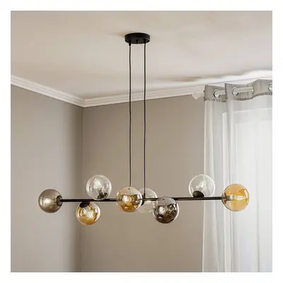 EMIBIG LIGHTING Závěsné svítidlo Glassy, 8 světel, černé, grafit/jantarová/čirá barva