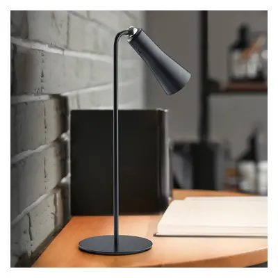 Reality Leuchten LED dobíjecí stolní lampa Maxi, černá, kovová, stmívatelná, 36 cm