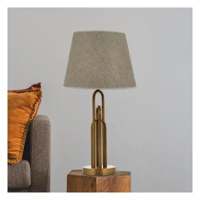 Avonni Stolní lampa Lazar, šedá/zlatá starožitnost, výška 65 cm textil/kov