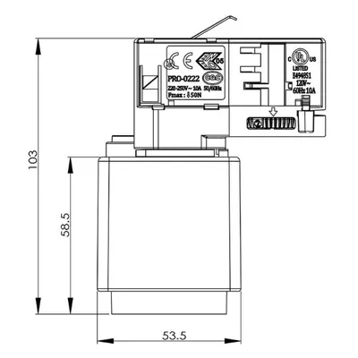 Deko-Light 3fázová kolej D Zásuvkový adaptér, bílý, 1380 W