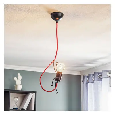 EMIBIG LIGHTING Závěsné světlo Bobi 1 v černé, kabel červený, 1z