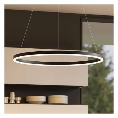 Arcchio Závěsné svítidlo Arcchio LED Albiona, černé, 1 kruh, Ø 80 cm