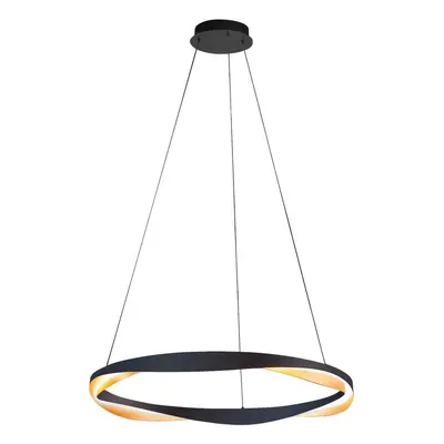 HighLight Závěsná LED lampa Ascoli, Ø 85 cm, černá/zlatá, kov, tlumená