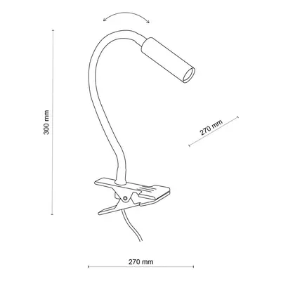 TK Lighting Svítidlo Lagos, černé, kovové, 30 cm, lampa na čtení, G9