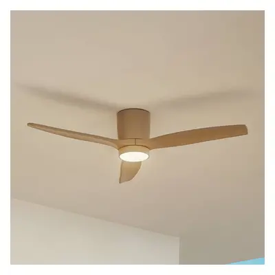 Lucande Venkovní stropní ventilátor Lucande LED Sorin, béžový, DC, tichý