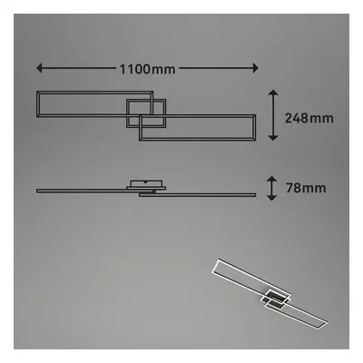 Briloner LED stropní světlo Frame S CCT 110x24,8cm černá