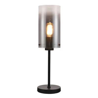 Freelight Stolní lampa Ventotto, černá/kouřová, výška 57 cm, kov/sklo