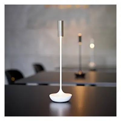 Sigor Nucandle LED dobíjecí stolní lampa, bílá/stříbrná, IP54, stmívatelná