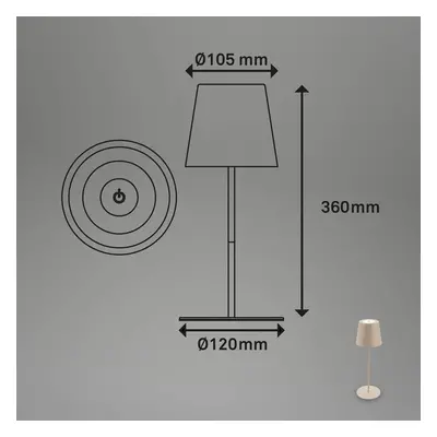 Briloner Nabíjecí stolní lampa LED 7508011, béžová, 2 700 K IP44 dotykový stmívač