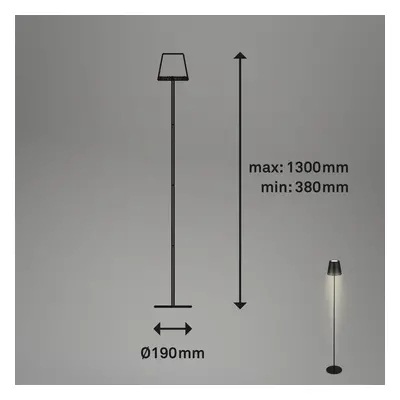 Briloner Nabíjecí stojací lampa Kiki LED, 3 000K, černá, IP44