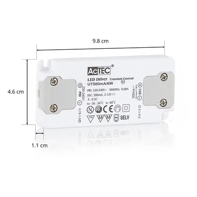 AcTEC AcTEC Slim LED ovladač CC 500mA, 6W