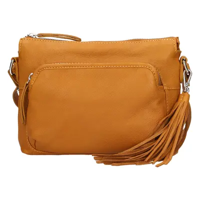 Dámská kožená crossbody kabelka The Trend Emma - hořčicová