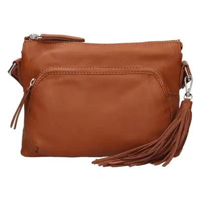 Dámská kožená crossbody kabelka The Trend Emma - koňak