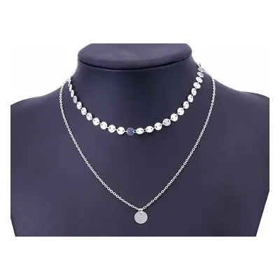 Dvojitý Choker Náhrdelník s Mincí, Bižuterní Materiál, Délka 40-45 cm - Varianta 1