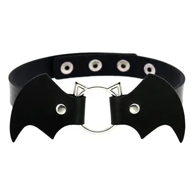 Náhrdelník Choker srdíčko, černý, ekologická kůže, 43 cm