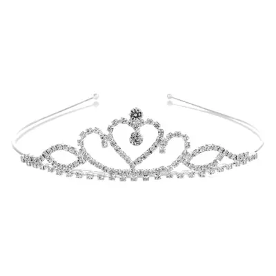 Dekorativní Tiara Diadém s Crystal Crown Ornamentem, cínový drátek, délka 13 cm