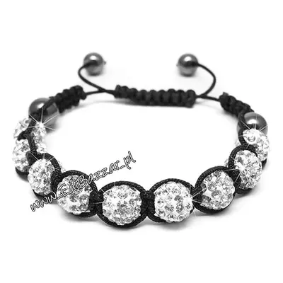 Náramek Shamballa s 10mm kubickými zirkony, nastavitelná délka 16-28 cm, bez niklu