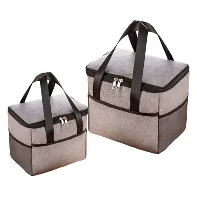 Termoobědová taška LUNCH BOX s izolací, šedá, nepromokavý materiál, 23x20x17,5 cm