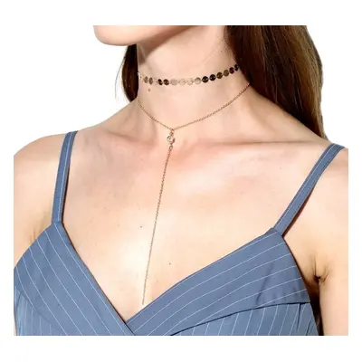 Minimalistický Choker Náhrdelník, Bižuterní Kov, Délka 28 cm + 10 cm Prodloužení - Varianta 1