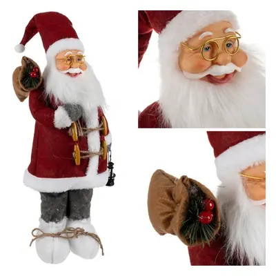 Ruhhy Vánoční figurka Santa Claus 60cm, šedá/bílá/červená, plsť/plast