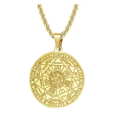 Camerazar Zlatý amulet Pánský náhrdelník 7 archandělů, z chirurgické oceli