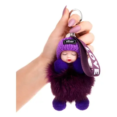 Přívěsek na klíče Pompom doll love, stříbrný hardware, syntetický materiál a slitina neušlechtil