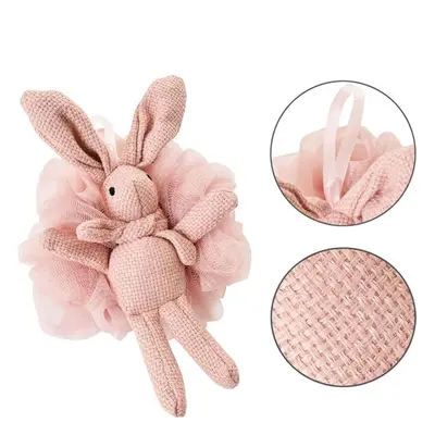 Flamenco Mystique Silikonová houbová koule na mokré mytí těla BUNNY XL 15cm s volánky GB10R