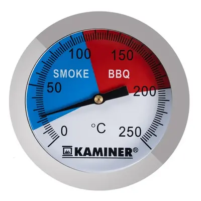 Kaminer Teploměr pro gril a uzení, nerezová ocel, rozsah teplot 0-250°C, rozměry 5x7.5 cm