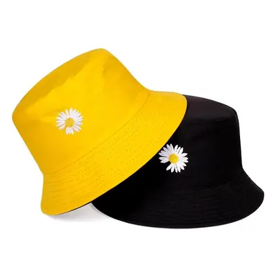 Oboustranný Rybářský Klobouk BUCKET HAT, Černá a Žlutá, Polyester a Bavlna, Univerzální