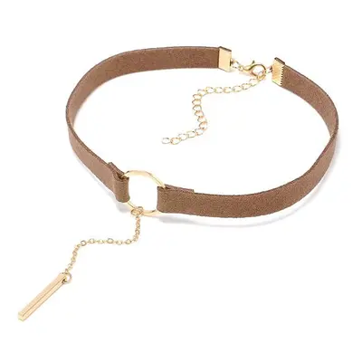 Dámský náhrdelník Choker s 2,5 cm přívěskem, semišový, délka 30 cm