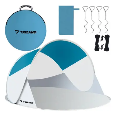 Trizand Plážový stan POP UP, modro-šedý, polyester, 220x120x90 cm